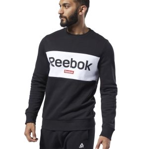 Bluza Męskie Reebok Training Essentials Linear Logo Czarne PL 01HYJDP